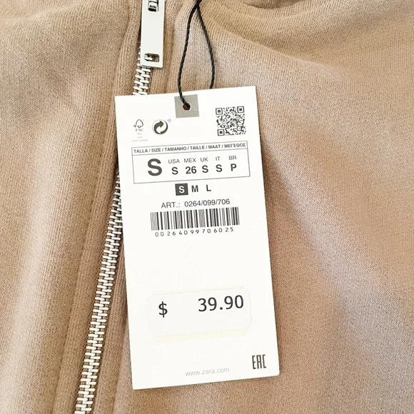 NWT Zara Oversized Zip-Up Hoodie - Picture 5 of 6
